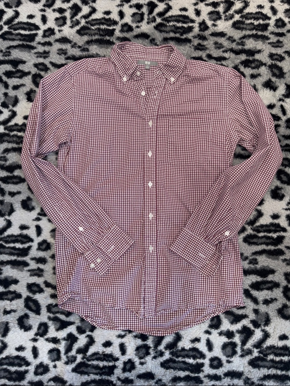 Uniqlo Red and White Gingham Button-Down Shirt